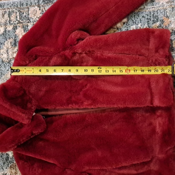 JCrew Red Faux Fur Jacket Womens L/Fits Smaller - Picture 8 of 8